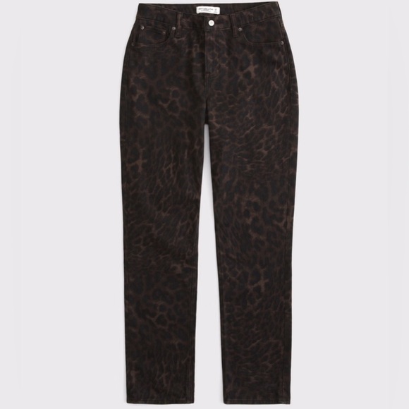 NWT Abercrombie & Fitch Curve Love Mid Rise 90s Straight Jean in Leopard - Picture 11 of 11
